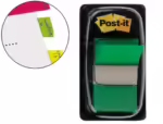 Bandas Separadoras Post-It Index 3M. Formato 25,4X43,1 mm. Dispensador de 50 mm. Cor verde.