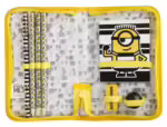 Estojo Minions com Caderno borracha Apara lápis e lápis de cores.