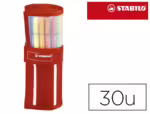 Marcador Stabilo ponta de fibra Pen 68. Estojo Rollerset de 30 cores sortidas.