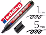 Marcador Permanente Edding 330 ponta biselada 1-5 mm. Recarregável, cor preto.