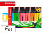 Marcador Fluorescente Stabilo Boss 70, estojo de 6 unidades, cores sortidas.