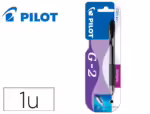 Esferográfica Pilot G-2 preto tinta gel retrátil apoio em borracha em Blister.