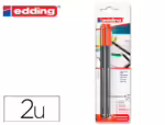 Marcador Edding 1200 ponta de fibra redonda. Traço 1 mm. N.2, cor vermelho, Blister de 2 unidades.