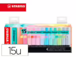Marcador Fluorescente Stabilo Boss 70 pastel deskset, estojo de 15 unidades, cores sortidas.
