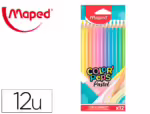 Lápis de Cor Maped Color Peps. Caixa com 12 cores pastel sortidas.