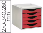 Bloco Classificador Q-Connect. Com . Com 5 gavetas. Coretas. Cor vermelho opaco.