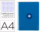 Caderno Espiral Liderpapel A4, Antartik capa dura. Formato. Formato A4,, com 80 folhas. papel de  100 grs., quadrículado 4mm. Com margem. Cor azul escuro.