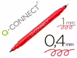 Marcador Q-Connect Marcador Permanente, dupla ponta 0,4 mm. e 1 mm., cor vermelho.