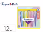 Marcador Ponta de Fibra Paper Mate Flair, de 12 mm. Cores sortidas pastel Blister.