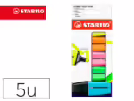Marcador Fluorescente Stabilo Boss mini, estojo de 5 unidades: amarelo/azul/laranja/rosa/verde.