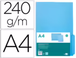 Classificador em Cartolina Liderpapel. Formato A4, pestana direita. Gramagem 240G/M2, cor azul.