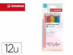 Lápis de Cor Stabilo Aquaçolor Love, águarelaveis pastel. Estojo cartão de 12 cores sortidas.