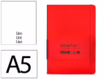 Caderno com Elástico Antartik capa dura vermelha. Formato A5, com 100 folhas lisas, gramagem 80 grs.
