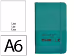 Caderno com Elástico Antartik capa dura verde água-marinha. Formato A6, com 100 folhas lisas, gramagem 80 grs.