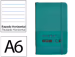 Caderno com Elástico Antartik capa dura verde água-marinha. Formato A6, com 100 folhas pautadas, gramagem 80 grs.