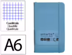 Caderno com Elástico Antartik capa dura azul claro. Formato A6, com 100 folhas quadrículadas, gramagem 80 grs.