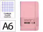 Caderno com Elástico Antartik capa dura rosa pastel. Formato A6, com 100 folhas quadrículadas, gramagem 80 grs.