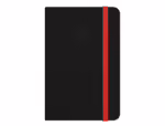 Caderno com Elástico Antartik capa dura preto e vermelho. Formato A4, com 100 folhas quadrículadas, gramagem 80 grs.