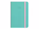 Caderno com Elástico Antartik capa dura rosa e turquesa. Formato A4, com 100 folhas pontos, gramagem 80 grs.