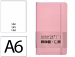 Caderno com Elástico Antartik capa mole rosa pastel. Formato A6, com 100 folhas lisas, gramagem 80 grs.
