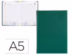 Agenda Encadernada Liderpapel Corfu. formato A5. Ano 2025, dia página. Cor verde. Papel de 60 grs. Em português.