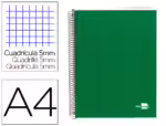 Caderno Espiral Liderpapel Paper Coat. Formato A4, com 160 folhas, quadrículado. Cor verde.