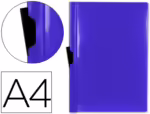Bolsa Dossier Liderpapel com clip lateral. Formato A4, pack 60 folhas. Cor azul.