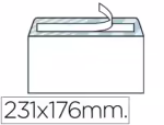 Envelope Liderpapel quarto. Cor branco, formato 176X231 mm. Tira de silicone, pack de 500 unidades.