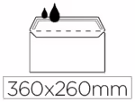 Envelope Liderpapel fólio Prolongado branco 260X360 mm. Engomado pack de 250 unidades.