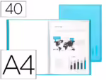 Capa Catálogo Liderpapel 40 bolsas em polipropileno, formato A4. Cor translucida azul Frosty.