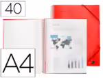 Capa Catálogo Liderpapel com espiral, 40 bolsas em polipropileno, formato A4. Cor vermelho.