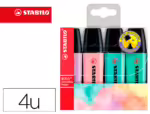 Marcador Fluorescente Stabilo Boss 70 pastel, estojo de 4 unidades sortidas.