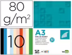 Papel De Cor Liderpapel Din A3 80 Gr 10 Cores Sortidas Embalagem De 100 Folhas