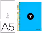 Caderno Espiral Liderpapel Antartik capa forrada. Formato A5, com 120 folhas, papel de 100 grs. liso 5 bandas, cor azul.
