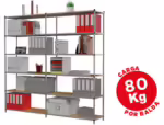Estante Fast Paperflow metálica. Com 6 prateleiras, 80 Kg. por prateleira, medidas 200X100X35 cm.