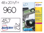 Etiqueta Adesiva Avery Poliester prata 45,7 X 21,2 mm. Impressão a laser, pack de 960 mm.