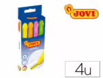 Marcador de Cera Gel Jovi fluorescente. Caixa de 4 unidades. Cores sortidas.