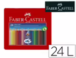 Lápis de Cor Faber-Castell águarelavel Colour grip triangular. Caixa metálica de 24 cores sortidas.