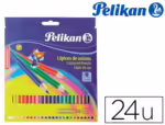 Estojo de Cartão Pelikan com 24 lápis de cores hexagonais.