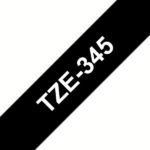 Fita Genérica p/ Rotuladora Brother TZe345 Branco/Preto