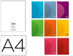 Caderno Agrafado Liderpapel 360 capa de plástico. Formato A4, com 48 folhas, papel de 90 grs. liso. Sem margem. Cores sortidas.
