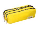 Estojo Escolar Liderpapel Retangular, com 3 bolsos, cor amarelo pastel, medida 185X55X70 mm.