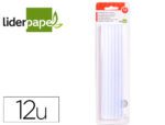 Cola em Barra Termofusivel Liderpapel. 7 mm. de diâmetro, 20 cm. de comprimento. Blister com 12 unidades.
