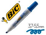 Marcador Bic Velleda ponta biselada, para quadro branco, cor azul.