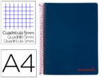 Caderno Espiral Liderpapel Wonder capa plástico. Formato A4, com 120 folhas, papel de 90 grs. quadrículado 5 mm. 5 bandas de cores 4 furos. Capa cor azul marinho.