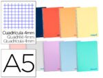 Caderno Espiral Liderpapel A5 Wonder capa plástico 80F 90 grs. quadrícula 4mm. com margem. Cores sortidas.