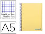 Caderno Espiral Liderpapel Wonder capa plástico. Formato A5, com 120 folhas, papel de 90 grs. quadrículado 5mm. 5 bandas de cores 6 furos. Capa cor amarelo.