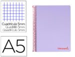 Caderno Espiral Liderpapel Wonder capa plástico. Formato A5, com 120 folhas, papel de 90 grs. quadrículado 5mm. 5 bandas de cores 6 furos. Capa cor violeta.