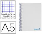Caderno Espiral Liderpapel Wonder capa plástico. Formato A5, com 120 folhas, papel de 90 grs. quadrículado 5mm. 5 bandas de cores 6 furos. Capa cor turquesa.