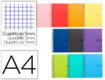 Caderno Espiral Liderpapel Crafty capa forrada. Formato A4, com 80 folhas, papel de 90 grs. quadrícula 5 mm. com margem. Cores sortidas.